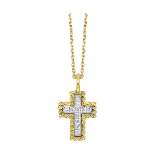 Diamond Cross Pendant in 14K Yellow Gold