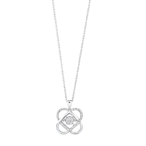 Double Heart Diamond Pendant Sterling Silver