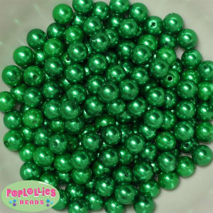 10mm Green Faux Pearl Beads sold in packages of 50 beads