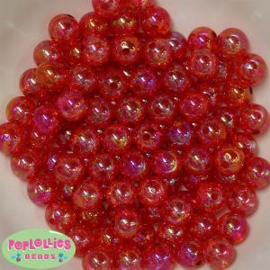 12mm Red Crackle Bubblegum Beads sold in packages of 50 beads