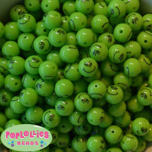 12mm Grinch Print Bubblegum Beads