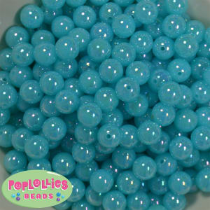 12mm Sky Blue AB Finish Miracle Acrylic Bubblegum Beads