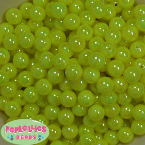 12mm Neon Yellow AB Finish Miracle Acrylic Bubblegum Beads