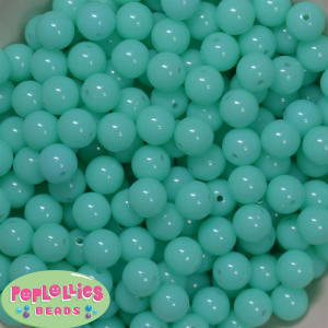 12mm Neon Mint  Acrylic Bubblegum Beads sold in packages of 50 beads