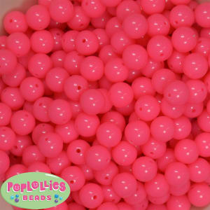 12mm Neon Pink Acrylic Bubblegum Beads sold in packages of 50 beads