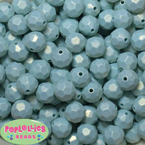 14mm Baby Blue Faceted Acrylic Bubblegum Beads