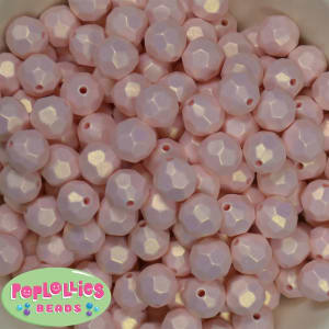 14mm Pastel Pink Faceted Acrylic Bubblegum Beads