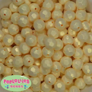 14mm Pastel Yellow Faceted Acrylic Bubblegum Beads