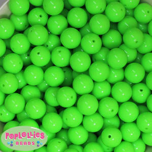 14mm Neon Lime Green Solid Acrylic Beads