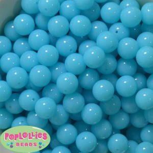 14mm Neon Sky Blue Solid Acrylic Beads