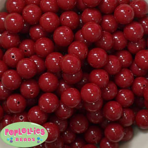 14mm Burgundy Red Acrylic Bubblegum Beads