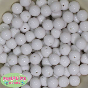14mm White Solid Bubblegum Beads