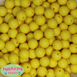 14mm Yellow Solid Bubblegum Beads
