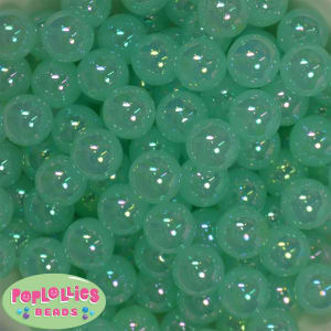 16mm Mint Bubble Acrylic Bubblegum Beads