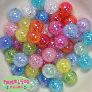 16mm Mix Crackle Acrylic Bubblegum Beads