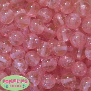 16mm Clear Pink Glitter Acrylic Gumball Bead