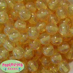 16mm ClearYellow Glitter Acrylic Gumball Bead