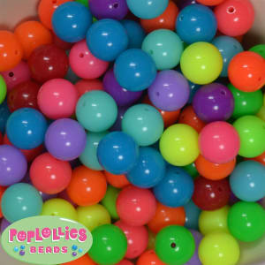 Bulk 16mm Mixed Color Neon Beads 100pc