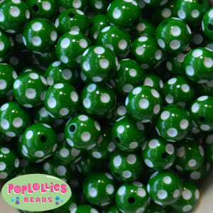 16mm Green Polka Dot Acrylic Bubblegum Beads