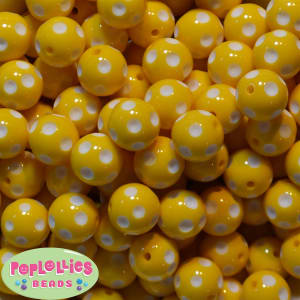 16mm Yellow Polka Dot Acrylic Bubblegum Beads