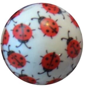 16mm Ladybug Print Acrylic Bubblegum Beads
