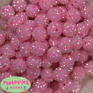 16mm Pink Rhinestone Beads 20 Pack