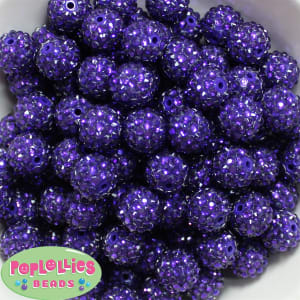 16mm Deep Purple  Rhinestone Beads 20 Pack