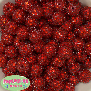 16mm Red Metallic Rhinestone Bubblegum Beads
