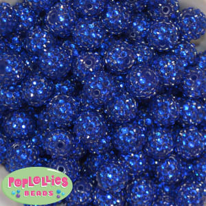 16mm Royal Blue Metallic Rhinestone Beads 20 Pack