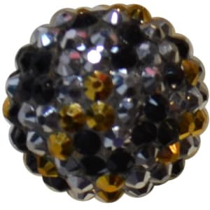 22mm Black, Silver, Gold Confetti Rhinestone Bead
