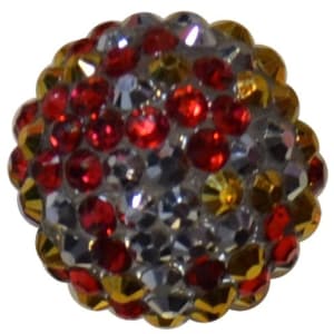 22mm Red, Silver, Gold Confetti Rhinestone Bead