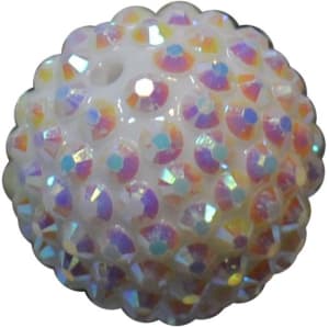 22mm White Rhinestone Bubblegum Beads
