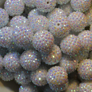22mm White Rhinestone Beads