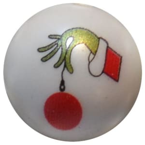 20mm Monster Hand Print on a White Matte Bead