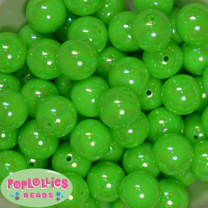 20mm Neon Lime Green Miracle AB Acrylic Bubblegum Beads
