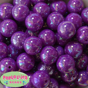 20mm Neon Purple Miracle AB Acrylic Bubblegum Beads Bulk
