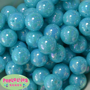 20mm Neon Sky Blue Miracle AB Acrylic Bubblegum Beads