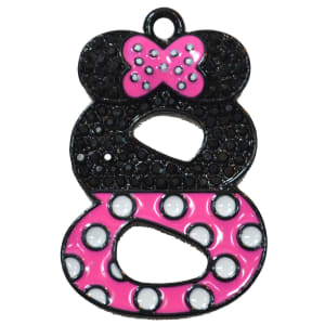 Minnie Style Eight 8 Rhinestone and Enamel Pendant 35 x 25 mm