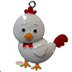 Clucking Chicken Enamel Pendant