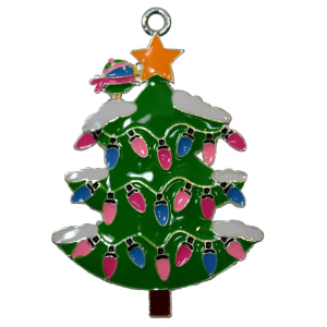 Enamel Christmas Tree Pendant 35mm x 35mm (approx 1.3")