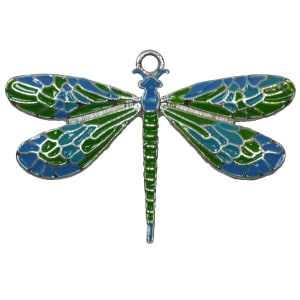 Enamel Blue and Green Dragonfly Pendant