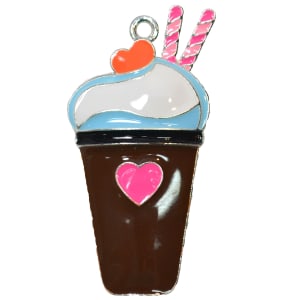 Enamel Hot Chocolate Pendant 35mm x 35mm (approx 1.3")