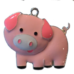 Adorable Pink Pig Enamel Pendant