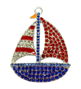 Summer Sailboat Rhinestone Pendant
