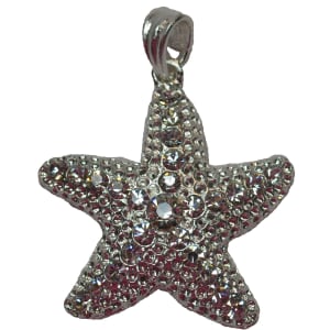 43mm Silver Starfish Pendant in Rhinestones