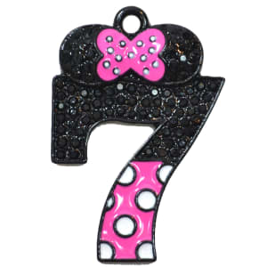 Minnie Style 7 Seven Rhinestone and Enamel Pendant 35 x 25 mm