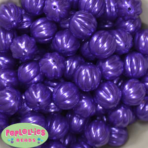 20mm Purple Pumpkin Style Acrylic Bubblegum Bead