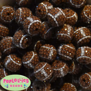 20mm Rhinestone Football Bubblegum Beads