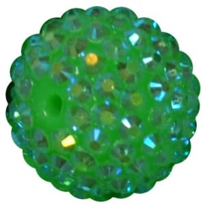 20mm Neon Green Rhinestone Bubblegum Beads