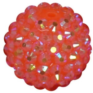 20mm Neon Orange Rhinestone Bubblegum Beads